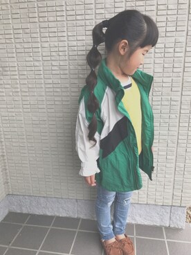 「アイテム（モカシン/デッキシューズ）」を使った、kan❤︎kanさん（キッズ・90cm）の春コーディネート