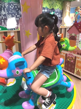 「devirock（デビロック）のオープンカラーシャツ（シャツ/ブラウス）」を使った、kan❤︎kanさん（キッズ・100cm）の夏コーディネート