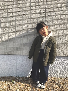 「BRANSHES（ブランシェス）のアイテム（モッズコート）」を使った、kan❤︎kanさん（キッズ・100cm）の冬コーディネート