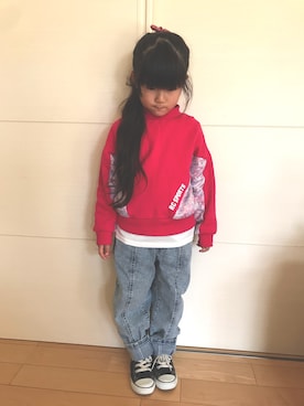 「RADCHAP（ラッドチャップ）のアイテム（スウェット）」を使った、kan❤︎kanさん（キッズ・100cm）の冬コーディネート