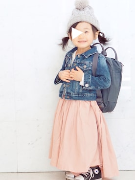 「babyGAP（babyGAP）のアイテム（デニムジャケット、ブルー系）」を使った、kiyu**さん（キッズ・90cm）の春コーディネート