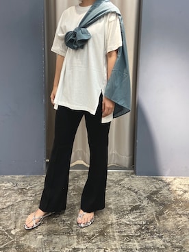 「サックスブルー」｜「アイテム（チュニック）」を使った、Chiさん（レディース・163cm）の夏コーディネート