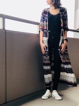 「レースタンク」｜「アイテム（シャツワンピース）」を使った、ellie.さん（レディース・173cm）の夏コーディネート