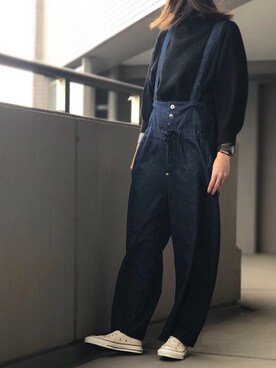 「BACK NUMBER（バックナンバー）のアイテム（サロペット/オーバーオール）」を使った、ellie.さん（レディース・173cm）の冬コーディネート