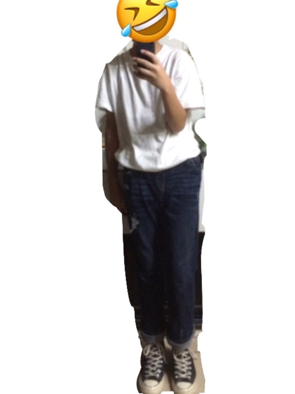 「白T、白T配單寧、單寧長褲、converse、1970s」｜「United Athleのアイテム（Tシャツ/カットソー、ホワイト系）」を使った、sam_chen__さん（キッズ・160cm）の夏コーディネートの1枚目の写真
