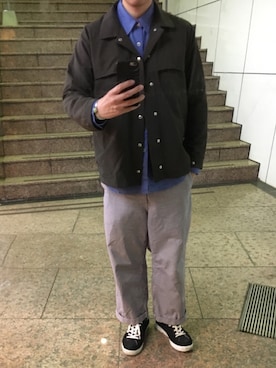 「YAECA」｜「アイテム（ナイロンジャケット）」を使った、tet .hoさん（メンズ・174cm）の春コーディネート
