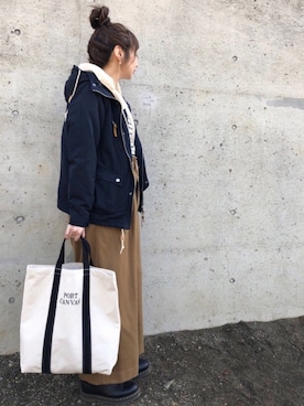 「PORT CANVAS（ポートキャンバス）のアイテム」を使った、maiko さん（レディース・158cm）の冬コーディネート