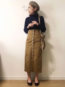 「URBAN RESEARCH ROSSO WOMEN（アーバンリサーチ　ロッソ）のフロント釦タイトスカート（スカート）」を使った、maiko さん（レディース・158cm）の秋コーディネート
