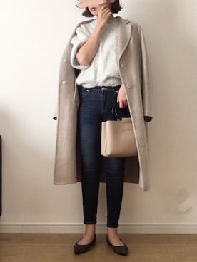 「シンプルおしゃれが好き」｜「アイテム（チェスターコート）」を使った、maiko さん（レディース・158cm）の秋コーディネート