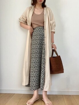 「ジーユー」｜「アイテム（シャツワンピース）」を使った、maiko さん（レディース・158cm）の春コーディネート