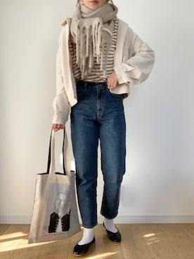 「SENSE OF PLACE by URBAN RESEARCH（センスオブプレイスバイアーバンリサーチ）のスクエアトウセンターシームフラットシューズ（パンプス）」を使った、maiko さん（レディース・158cm）の冬コーディネート