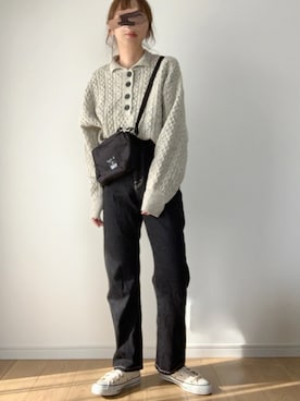 「bach（バッハ）のGY26 SACOCHE BACH サコッシュ（ショルダーバッグ）」を使った、maiko さん（レディース・158cm）の冬コーディネート