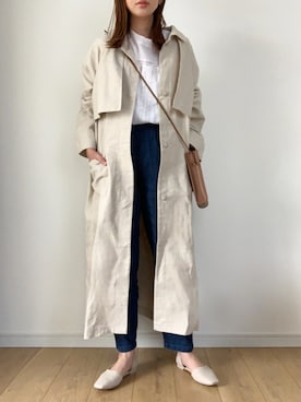 「レースブラウス」｜「アイテム（ステンカラーコート）」を使った、maiko さん（レディース・159cm）の春コーディネート