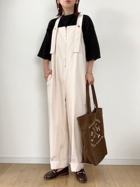 「Lee（リー）のアイテム（オールインワン・サロペット）」を使った、maiko さん（レディース・159cm）の秋コーディネート