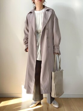 「プリーツバッグ」｜「アイテム（トレンチコート）」を使った、maiko さん（レディース・159cm）の冬コーディネート