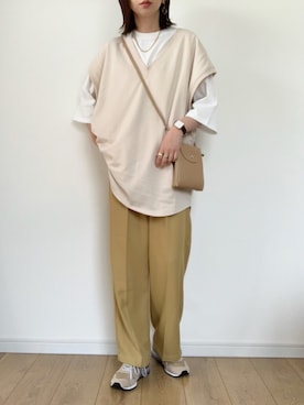 「サマンサ モスモス(Samansa Mos2)」｜「アイテム（スラックス）」を使った、maiko さん（レディース・159cm）の春コーディネート