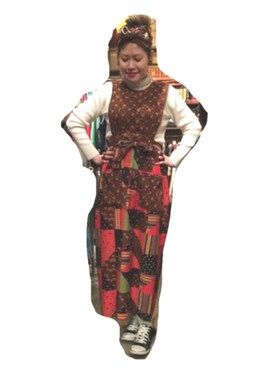 「70s」｜「アイテム（ワンピース/ドレス）」を使った、なつおさん（レディース・165cm）の春コーディネート