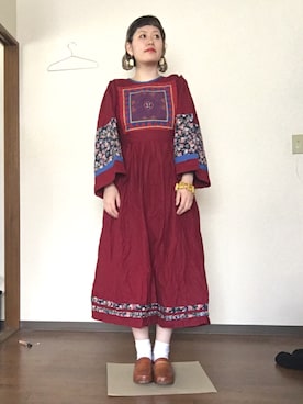 「70s」｜「アイテム（ワンピース/ドレス）」を使った、なつおさん（レディース・165cm）の春コーディネート