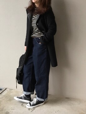 「URBAN RESEARCH（アーバンリサーチ）のアイテム（ステンカラーコート）」を使った、UDさん（レディース・164cm）の冬コーディネート