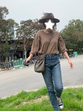 「MOUSSY（マウジー）のMVS SKINNY（デニムパンツ）」を使った、UDさん（レディース・164cm）の秋コーディネート