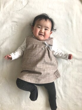「NET（ネット）のアイテム（ワンピース/ドレス）」を使った、FUKUさん（キッズ・70cm）の冬コーディネート