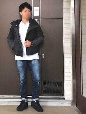 「STUDIOUS（ステュディオス）のアイテム（ダウンジャケット/コート）」を使った、Dすけさん（メンズ・168cm）の秋コーディネート