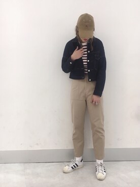 「AS KNOW AS PINKY（アズノゥアズピンキー）のアイテム（デニムジャケット）」を使った、chisatoyamamotoさん（レディース・169cm）の冬コーディネート