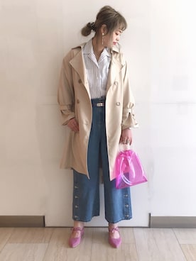 「AS KNOW AS PINKY（アズノゥアズピンキー）のアイテム（トレンチコート）」を使った、chisatoyamamotoさん（レディース・169cm）の冬コーディネート