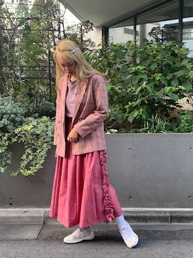 「AS KNOW AS PINKY（アズノゥアズピンキー）のアイテム（ジャケット/アウター）」を使った、chisatoyamamotoさん（レディース・169cm）の秋コーディネート