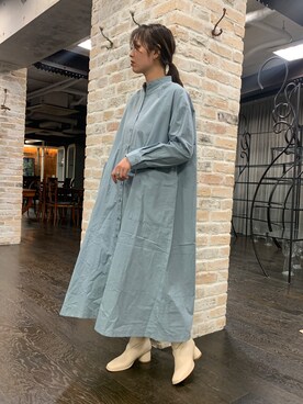 「AS KNOW AS PINKY（アズノゥアズピンキー）のアイテム（シャツワンピース）」を使った、chisatoyamamotoさん（レディース・169cm）の秋コーディネート