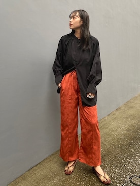 「AS KNOW AS plus（アズノゥアズプラス）のアイテム（その他シューズ）」を使った、chisatoyamamotoさん（レディース・169cm）の秋コーディネート