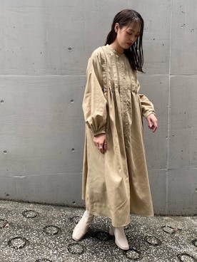 「AS KNOW AS PINKY（アズノゥアズピンキー）のアイテム（シャツワンピース）」を使った、chisatoyamamotoさん（レディース・169cm）の秋コーディネート