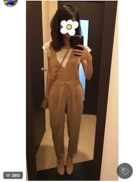 「アイテム（つなぎ/オールインワン、ベージュ系）」を使った、K🤖❤️さん（レディース・153cm）の春コーディネート