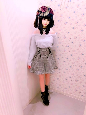 「アイテム（ニット/セーター）」を使った、🌸𝒮𝒂𝒌𝒖𝒓𝒂𝒌𝑜🌸さん（レディース・152cm・10代）の冬コーディネート