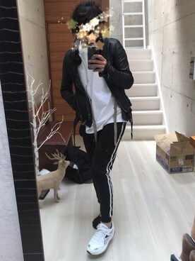 「MIHARAYASUHIRO（ミハラヤスヒロ）のアイテム（ライダースジャケット）」を使った、たいっさんさん（メンズ・170cm）の春コーディネート