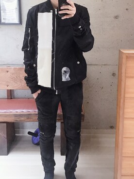 「DRKSHDW by RICK OWENS（ダークシャドウ バイ リックオウエンス）のアイテム（ブルゾン）」を使った、たいっさんさん（メンズ・170cm）の秋コーディネート