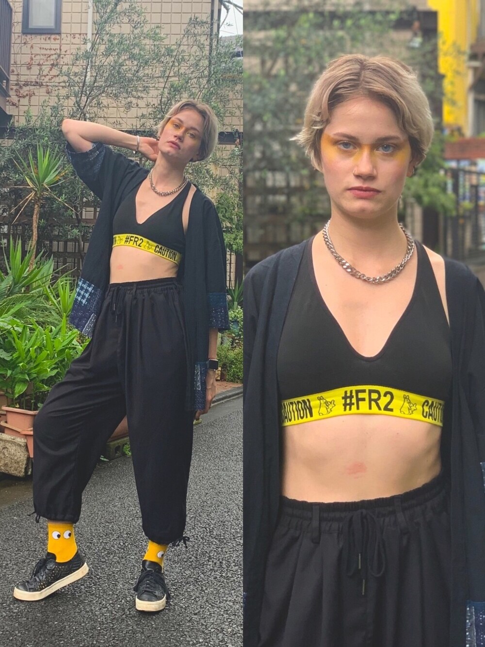 「今日のコーデ、夏コーデ、メイク、東京コーデ、not conventional、ストリート、ワイドパンツ、スニーカー、ブラック」｜「#FR2のアイテム（トップス、ブラック系）」を使った、AnnaDeさん（レディース・169cm）の夏コーディネートの1枚目の写真