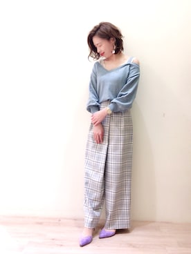 「laboratory work（ラボラトリーワーク）のアイテム（パンツ）」を使った、taruさん（レディース・155cm）の春コーディネート