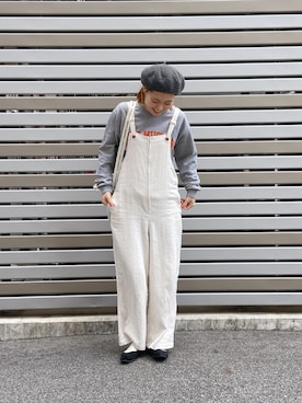 「antiqua（アンティカ）のアイテム（オールインワン・サロペット）」を使った、remiさん（レディース・168cm）の冬コーディネート