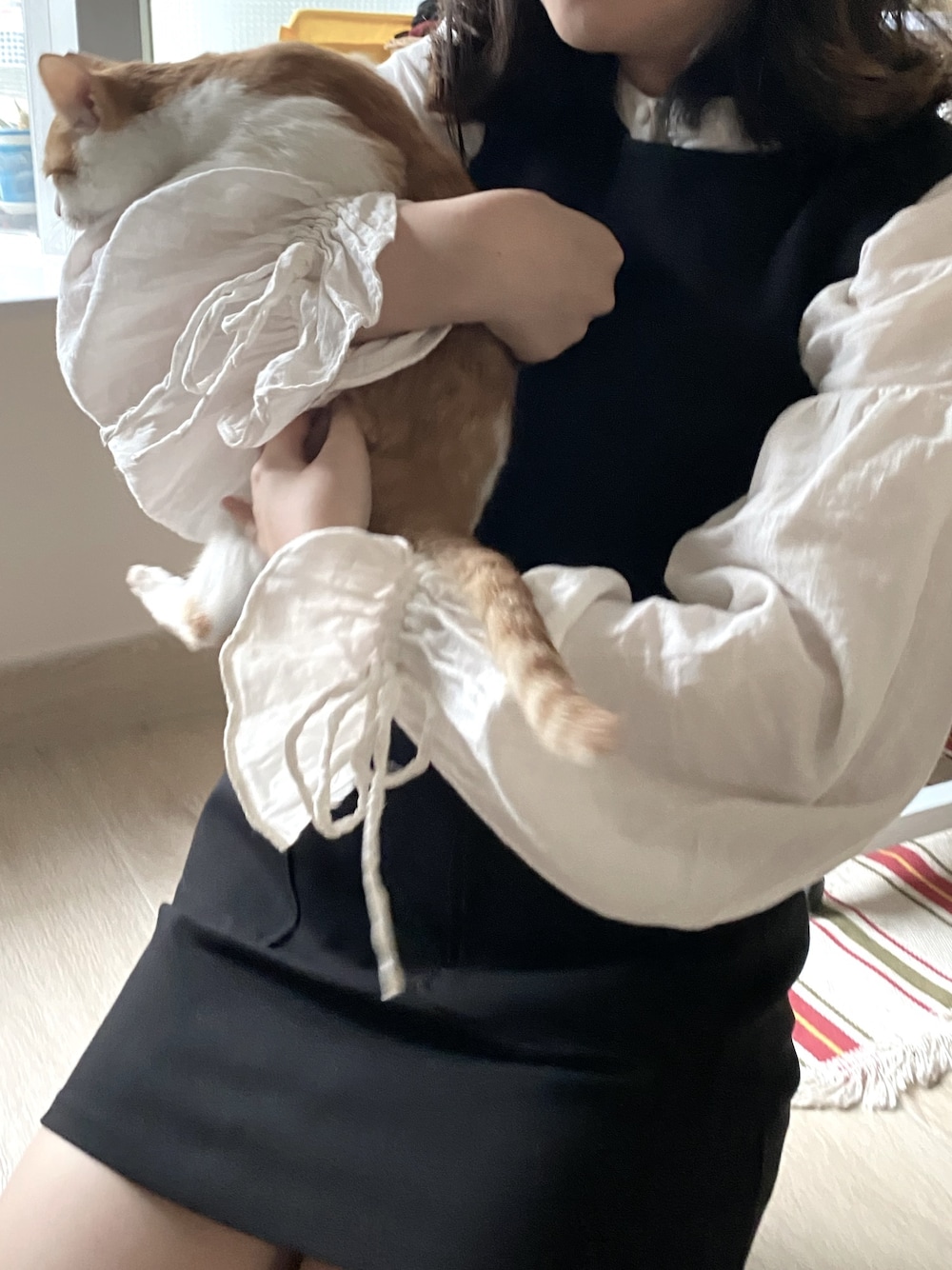 「MONKIのアイテム（その他トップス、ホワイト系）」を使った、Yau さん（レディース・160cm）の春コーディネートの1枚目の写真