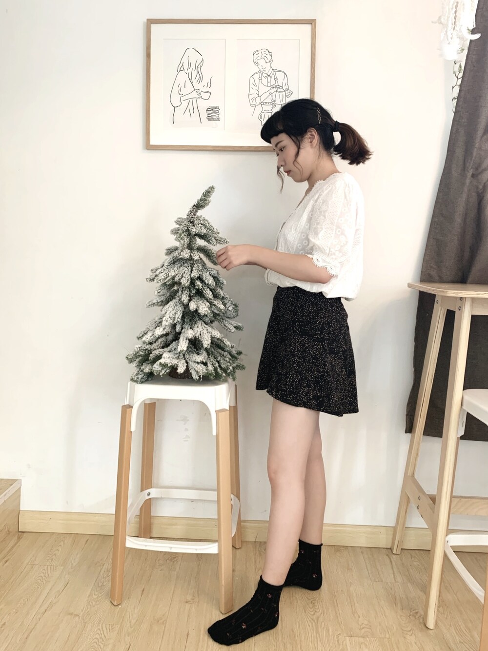 「no brandのアイテム（シャツ/ブラウス、ホワイト系）」を使った、Yau さん（レディース・160cm）の春コーディネートの1枚目の写真
