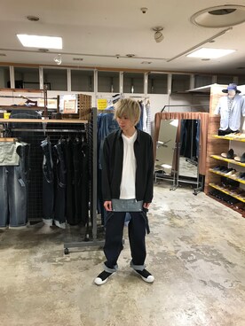 「HVC」｜「アイテム（サロペット/オーバーオール）」を使った、ばーちーさん（メンズ・172cm）の春コーディネート