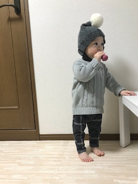 「ボンネット」｜「アイテム（その他）」を使った、kaguuuさん（キッズ・80cm）の冬コーディネート