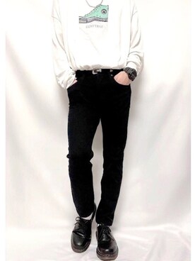 「韓国スタイル」｜「アイテム（チノパンツ）」を使った、🐾໊🅣🐾໊さん（メンズ・174cm）の春コーディネート