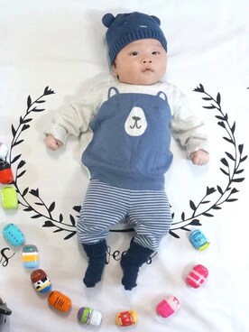 「Carter's（カーターズ）のアイテム（帽子）」を使った、NaQさん（キッズ・60cm）の冬コーディネート
