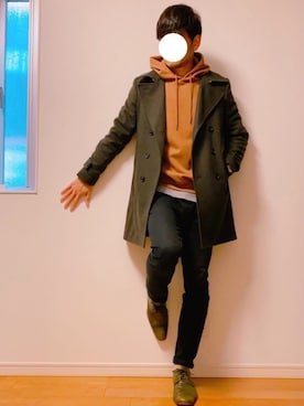 「アイテム（ドレスシューズ、グリーン系）」を使った、yosukeさん（メンズ・174cm）の冬コーディネート