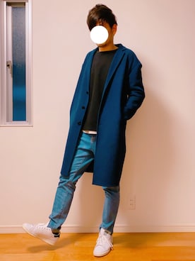 「EDIFICE（エディフィス）のアイテム（チェスターコート）」を使った、yosukeさん（メンズ・174cm）の冬コーディネート