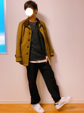 「スタンスミス」｜「アイテム（ステンカラーコート）」を使った、yosukeさん（メンズ・174cm）の冬コーディネート