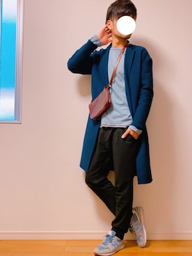 「EDIFICE（エディフィス）のアイテム（チェスターコート）」を使った、yosukeさん（メンズ・174cm）の春コーディネート