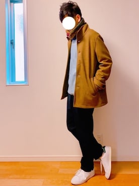 「スタンスミス」｜「アイテム（ステンカラーコート）」を使った、yosukeさん（メンズ・174cm）の春コーディネート